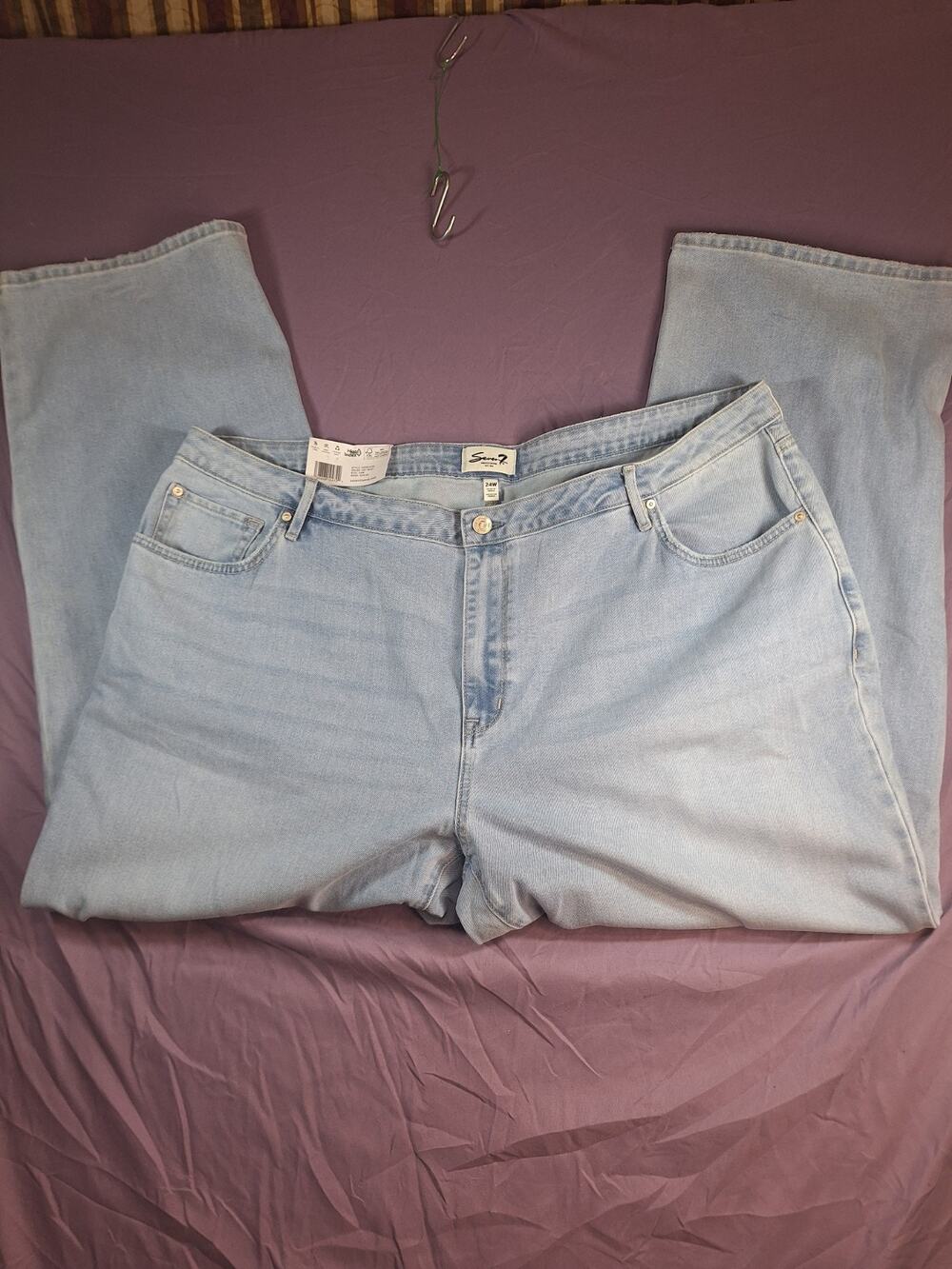 Seven7 Loose Straight Key West Jeans Plus Size 24W Light Blue High Rise Denim